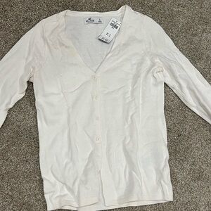 Hollister Women's White Cardigan Sweater